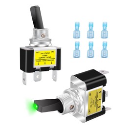 Taiss Pack of 2 Rocker Switches 12 V DC Green LED Rocker Switch 30 A SPST On/Off 3-Pin with Terminal, for Car or Boat ASW-07D-2-G-DZ