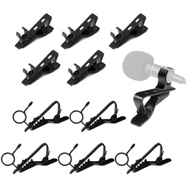 Hezhou Pack of 10 Black Mini Lavalier Lapel Collar Clip Mic Microphone Holder Handle Metal Microphone Mic Clips Clamps for Interview Meeting Lectures Online Chat (Style 2)