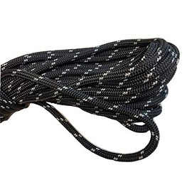 Yacht Braid Polyester Rope 9/16 inch, Black with Silver Tracers (50)