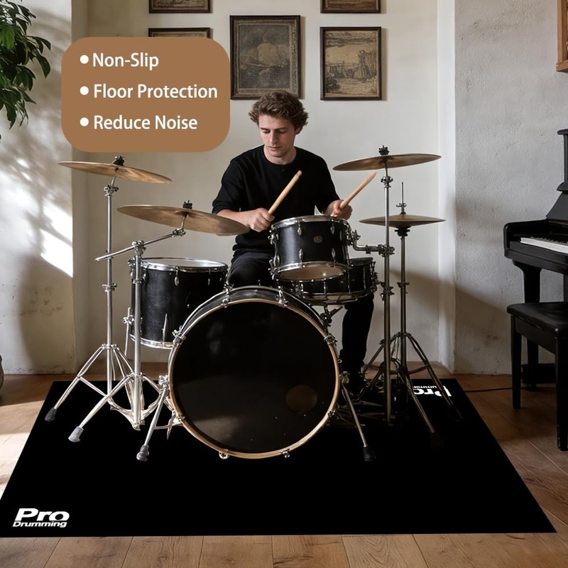 Drum Rug Mat with Non-Slip Grip Bottom, 4x6ft Drum Carpet