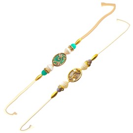 HATHKAAM Designer Rakhi for Brother Set of 2 Traditional Handmade Rakhi Set for Brother, Stainless Steel