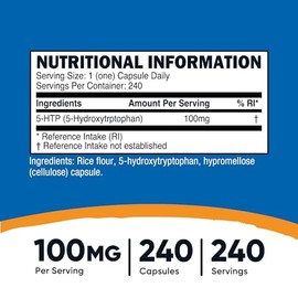 Nutricost 5-HTP 100mg, 240 Vegetarian Capsules (5-Hydroxytryptophan) - Non-GMO & Gluten Free