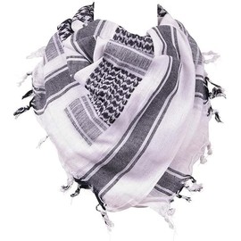 blntackle76 Cloth Large Shemagh Scarf Arabic Military Tactical Desert Scarf Pali Scarf 110x110cm 100% Cotton for Men Women, black/white