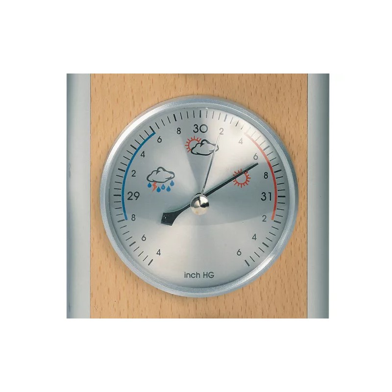 Hokco Weather Station Barometer Thermometer Hygrometer Aluminum Beech Wood