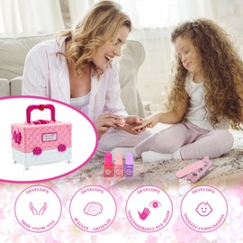 Kids Makeup Sets For Girls - 57PCS Girls Toys Children Makeup Set Washable Make Up Set for Little Girls,Princess Play Kids Toys Presents,Teenage Gifts Christmas Birthday For Age 4-12 Year Old (Pink)