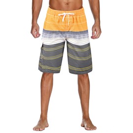 Unitop Bañador para hombre, diseño de rayas coloridas con forro, Amarillo-57, 32