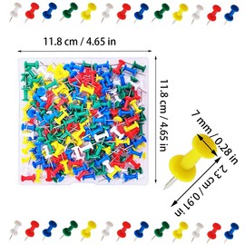200 Pcs Push Pin Tacks, Tacks Color Pin,Decorative Push Pins, Push Pins Bulletin Board for Cork Board, Daily Life and Office