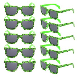kilofly 10pc 8-Bit Pixel UV Protect Gamer Sunglasses Adult Kids Party Favors