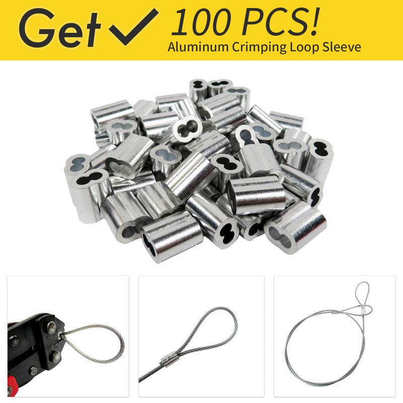 1/16 Wire Rope, 200FT 304 Stainless Steel Cable with 100Pcs