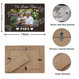 Papa Gift, We Love You Papa Photo Frame Decor, Grandpa Photo Fame Gifts for Grandpa, Father's Day Birthday Christmas Thanksgiving Gift for Grandfather, Photo Gifts Wooden Picture Frame