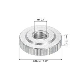 sourcing map 8Pcs M4 Knurled Thumb Nuts, 304 Stainless Steel Round Knurled Flat Head Through Hole Handle Nut, Lock Adjusting Nuts, Thin Type, Silver