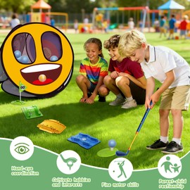 Kids Golf Set With Club - 28Pcs 4-In-1 Kids Sticky Golf Games Set , 4 -Sided Golf Chipping Net，Multiple Game Modes , Sports Outdoor Indoor Toys , Birthday Gifts for Girls Boys for 4 5 6 Years Old