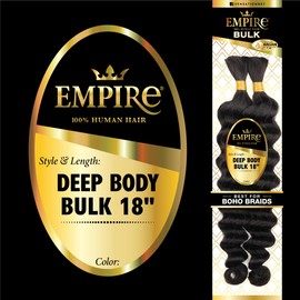 Sensationnel Empire bulk hair braiding – deep body bulk human hair with for knotless box or curly loose wave hair styles - Empire deep body bulk 1 pack (18 inch, 1B OFFBLACK)
