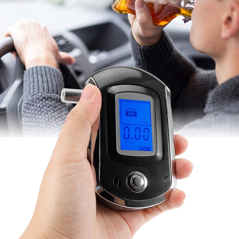 LCD Digital Breath Tester Mini Portable Blowing Type Professional Breathalyzer
