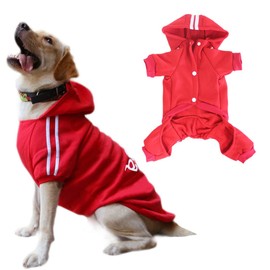 RdcPet Dog Clothes Sweater 4 Legs Jumpsuit Warm Sweat Shirt Cotton Tracksuit Hoodies for Small Dog Medium Dog Large Dog Cat L, Red