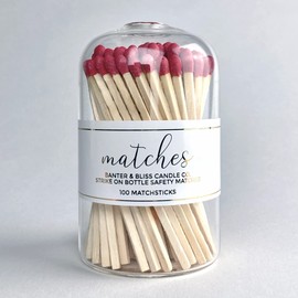 Banter & Bliss Modern Matchstick Bottle with Striker · 100 Long Red Safety Matches