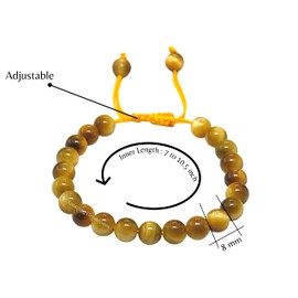 Yellow Cat's Eye Bracelet for Women Men's Gifts - Protection Healing Crystal Bracelet - 8mm Gemstone Beaded Adjustable Bracelet Pulseras Para Hombres Mujer Stocking Stuffers