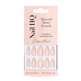 Nail HQ Almond Matte French Nails (24 Pieces)