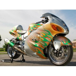 JDA CUSTOM GSXR GSX-R 600 750 1000 GSX1300R HAYABUSA CHROME DIAMOND MIRRORS AND BLOCK OFFS