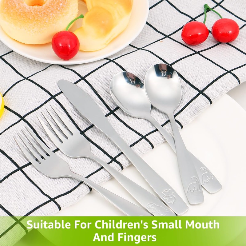 15Pcs Kids Silverware Set 410 Stainless Steel Kids Fork Spoon
