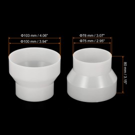 PATIKIL 4" to 3" Duct Reducer, 3 Pack ABS Ducting Airflow Tube Increaser Adapter Pipe Fitting for HVAC Heating Cooling Air Ventilation Systems