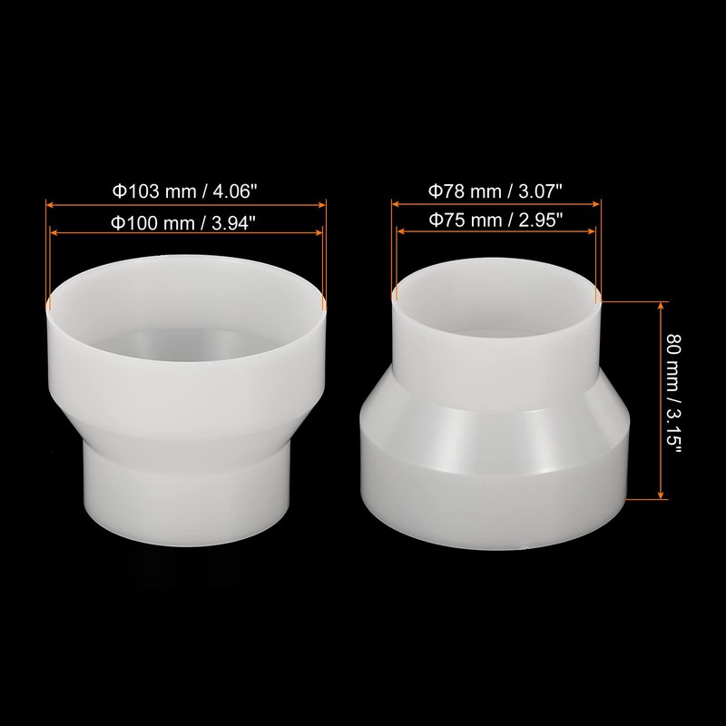 PATIKIL 4" to 3" Duct Reducer, 3 Pack ABS Ducting