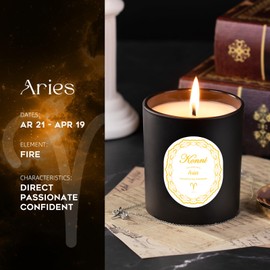 KONNI Aries Zodiac Candle for Women, Scented Soy Wax Candle for Relaxation, Astrology Candles for Aromatherapy, March-April Birthday Gift, Pine and Cypress Fragrance
