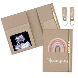 Maternity Log for Felt Protective Cover with Compartments, Austria Maternity Passport Cover, with 2 Key Fobs, Ideal for Donne in Gravidanza, Includes 2 Portachiavi, Colour Caramello