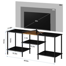 OYEAL 50 Inch TV Stands for Living Room Small Entertainment Center with Open Storage Shelves, Black TV Stands TV Media Console Table for 50 40 32 Inch TV