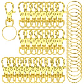 120PCS Premium Swivel Lanyard Snap Hook with Key Rings, Metal Keychain Hooks for Jewelry Making, Crafts (Gold)
