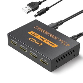 Chayoo HDMI Splitter, 1 Input, 4 Output, 4K, 60Hz, 1x2, HDMI Splitter, 4 Screens Simultaneously, HDMI Expansion, Audio Sync, 3D, 1080p, Multiple Screens Output Using 4 Ports Simultaneously, Easy
