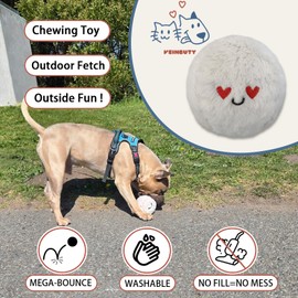 Veinbuty Squeaky Dog Balls,2 in 1 Interactive Plush Dog Toy with 2 Layers Puppy Chew Toys for Teeth Cleaning Pet Toys for Medium and Small (M 3.6”) (Medium, Venus)