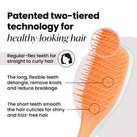 Tangle Teezer Ultimate Detangler Hairbrush, Eliminates Knots & Reduces Breakage, Mini Hair Brush for Travel, Small Hands & All Hair Types, Ice Blue & Sweet Orange