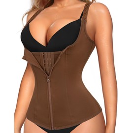 LODAY Waist Trainer Corset for Women Tummy Control Sport Workout Body Shaper Black (Brown, X-Large)