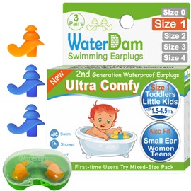 WaterDam Tapones para los oídos de natación, impermeables, ultra cómodos, para evitar los oídos del nadador