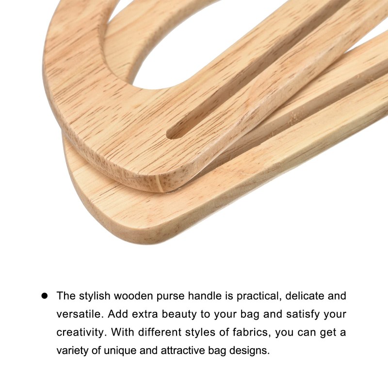 sourcing map Wooden Purse Handles, 175mm 2Pcs D Shape Handbag