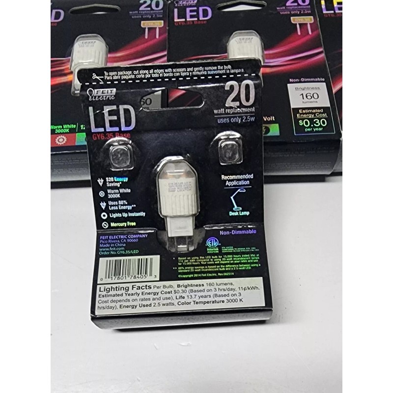 Feit Electric 4 NEW Feit Electric GY6.35/LED 120V 2.5W 3000K