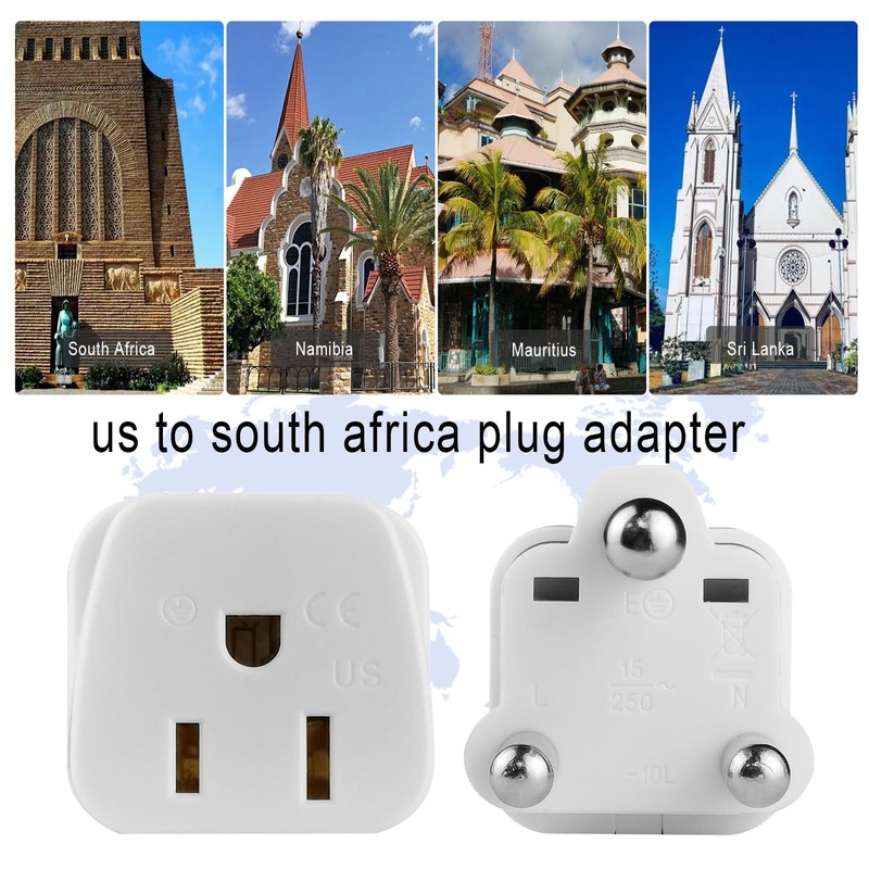 2 Pack South Africa Plug Adapter Type M Adapter for