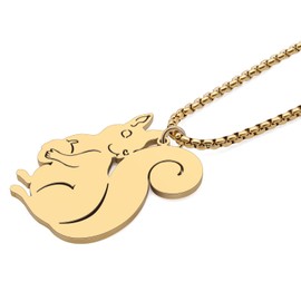 RAIDIN Stainless Steel 18K Gold Silver Plated Cute Christmas Squirrel Necklace Pendant for Women Girls Kids Animal Jewelry Gifts for Holiday Party Decorations (Gold-164)