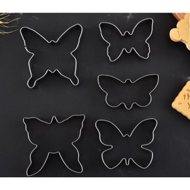 Plain Edge Butterfly Cutter Set in Assorted Sizes, Stainless Steel, 5 Pc Set (Silvery, One Size)