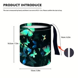 1pc Printed Car Trash Can, Kitchen/Camping Use, Waterproof, Women's Car Accessory - Collapsible Trash Container (dragonflies)