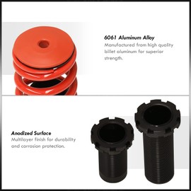 AJP Distributors Adjustable Red Lowering Springs Black Coilover Sleeves Kit Compatible/Replacement For Civic CRX Del Sol Integra 1988 1989 1990 1991 1992 1993 1994 1995 1996 1997 1998 1999 2000 2001
