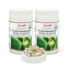 hiwel (6 month supply) Hi Well Green Glucosamine Contains Green Lipped Mussel Extract 180 capsules, 2 units / (6개월분) 하이웰 그린 글루코사민 초록입홍합 추출물 함유 180캡슐, 2개