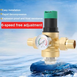 Cozyel Pressure Regulator Water 3/4 Inch Pressure Relief Valve, DN 20 Brass Thickened Pressure Regulator for Drinking Water, Water Pressure Regulator with Pressure Gauge and Screen Filter, Suitable