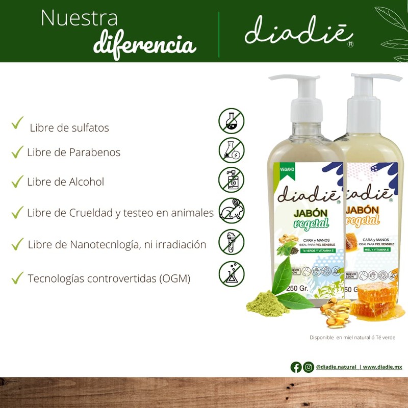 DIADIÉ Jabon para piel sensible, cara, manos. 2pack. Limpia e