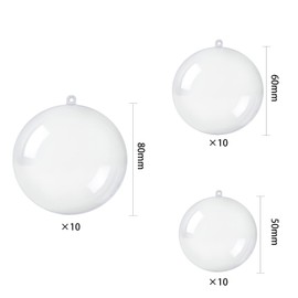 30 PCS Clear Fillable Christmas Baubles, Personalized Christmas Tree Decorations, 5CM, 6CM, 8CM DIY Clear Plastic Baubles, Make Your Own Baubles