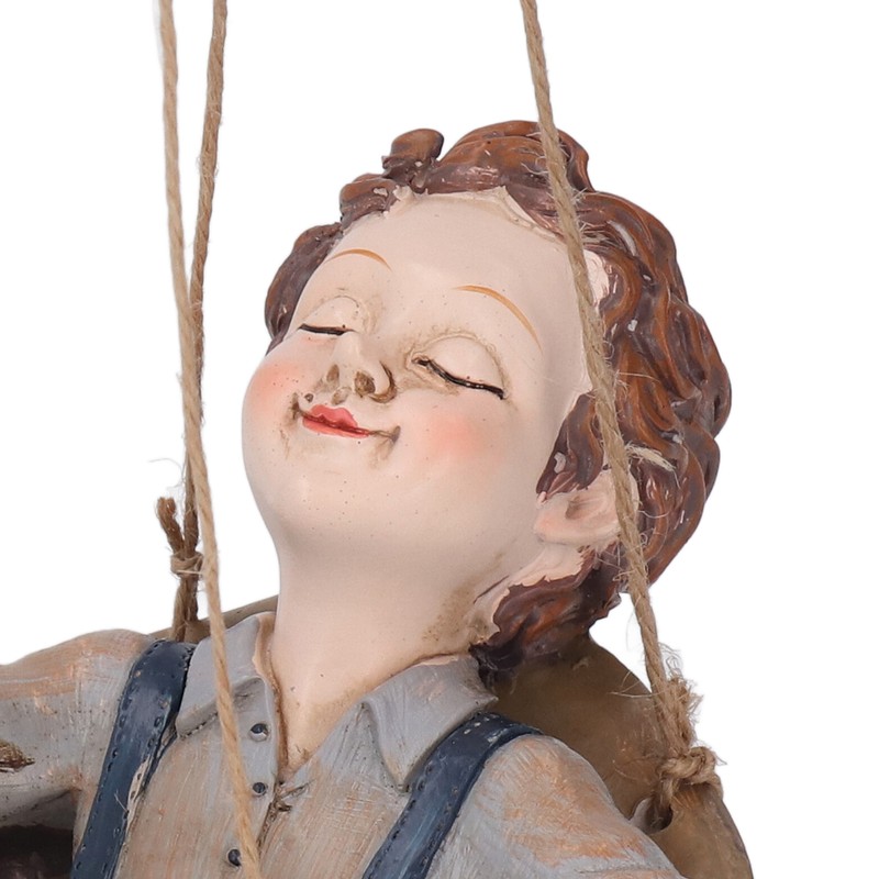 Hanging Boy Statue Hand Painted Rainproof Windproof Resin Outdoor Hanging