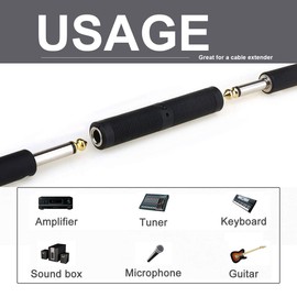 HSP-HSWITI 6.35mm Female to Female Audio Connector, 1/4 Inch TRS/TS Coupler Jack Stereo Adapter Joiner for Audio Device - 4 Pack