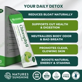 Nature's Sunshine Chlorophyll Stick Packs – Lime Twist Flavor | Daily Detox Drink to Reduce Bloating, Control Odor, Boost Energy, Support Skin & Digestion