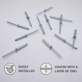 Blind Rivets 5.0 x 25 mm Open Dome Head Pop Rivets DIN 7337 Steel Rivets and Steel Mandrel (50, 5.0 x 25 mm) (Pack of 50)